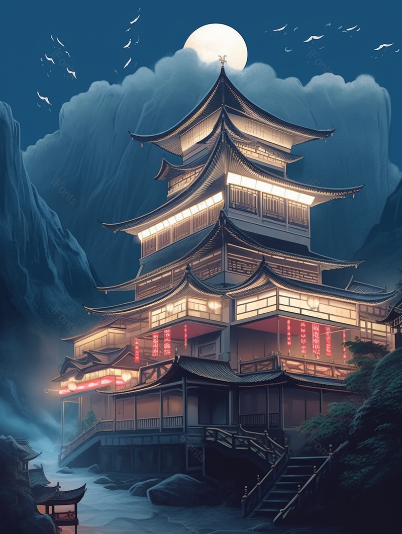 中国风重庆洪崖洞建筑旅游壮观背景,插画/手绘图,插画/手绘图库,插画/手绘图下载,插画/手绘